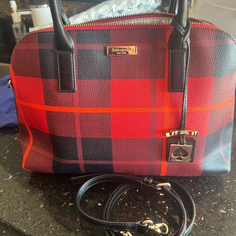 Kate Spade Red and Black Plaid Women's Bag - Picture 7 of 13